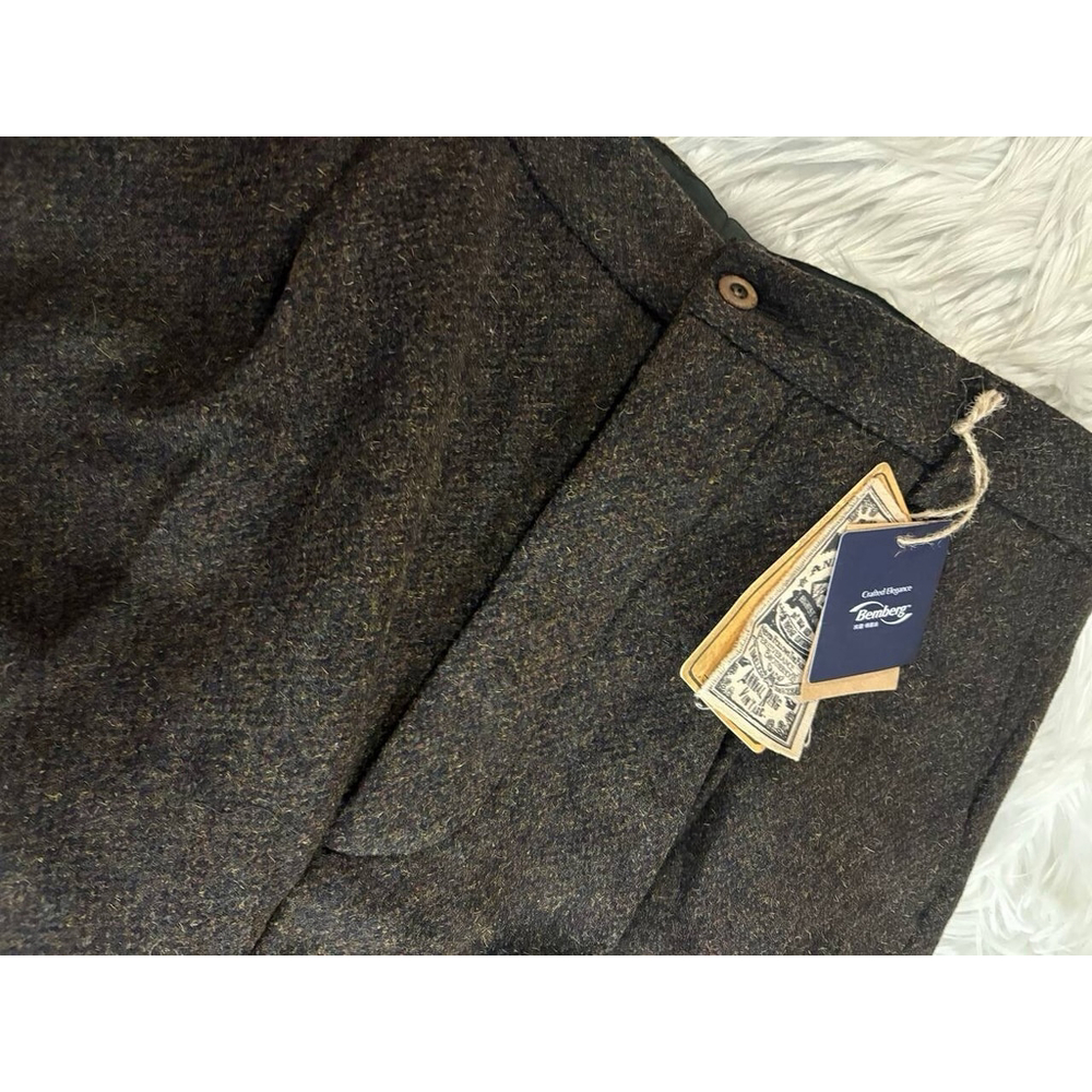 1920s Chocolate Brown Tweed Trousers Annual Ring XL - Picture 10 of 16